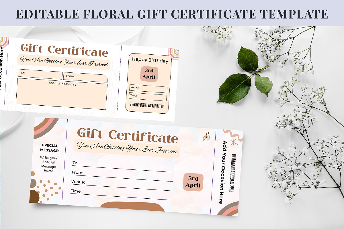 Editable Floral Gift Certificate, a Templates & Theme by Snapybiz (Photo 3 of 10)