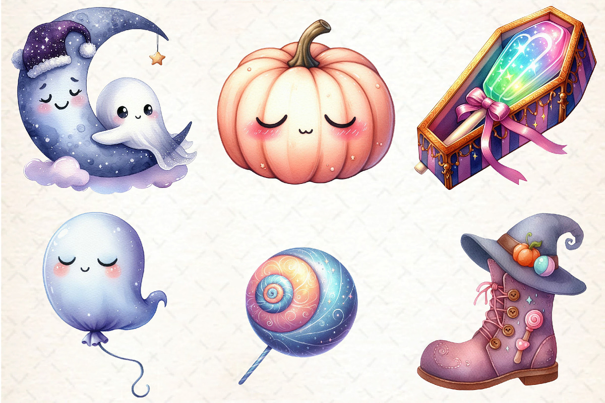 Dreamy Cute Halloween Clipart, an Illustration by DreamCafeArt (Photo 3 of 5)