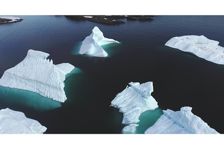 Group of melting icebergs floating