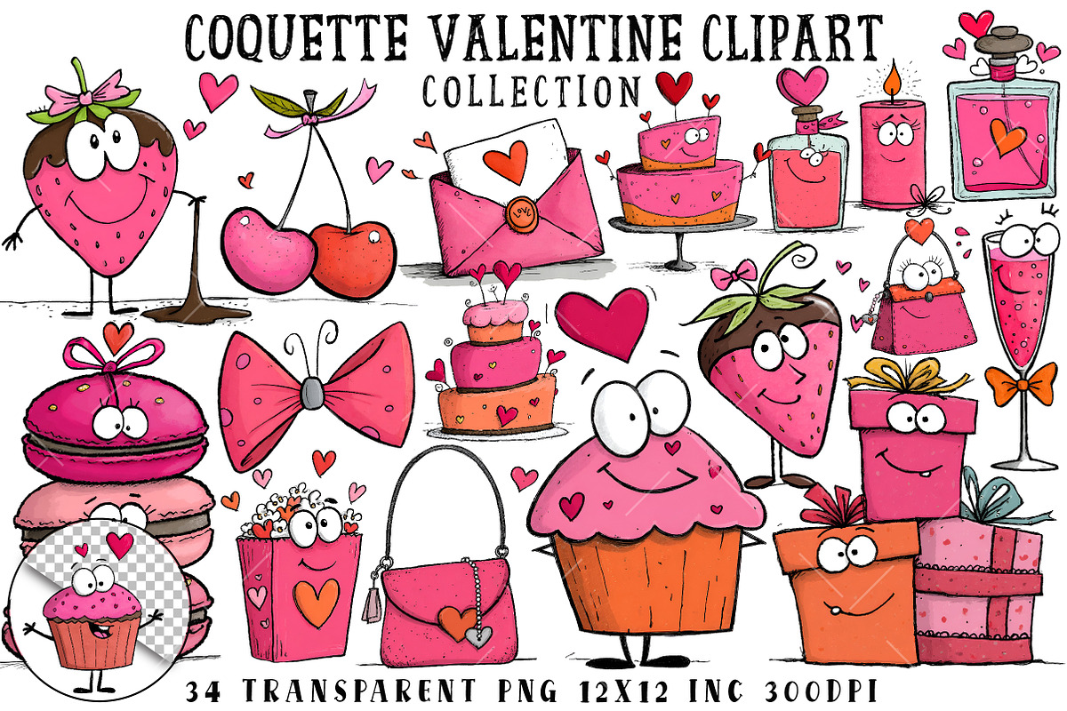 Coquette Valentine Clipart, an Illustration by OK Design (Photo 1 of 6)