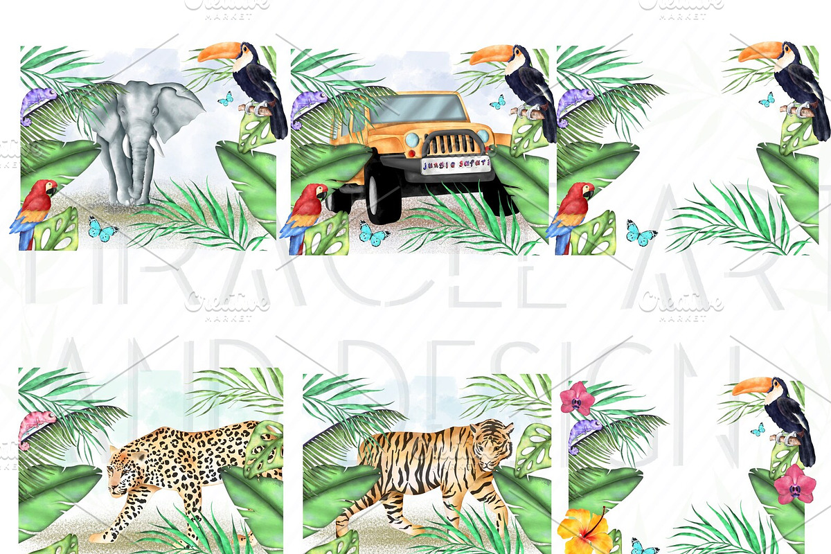 Watercolor Summer Safari Clipart Set, an Animal Illustration by MiracleArtAndDesign (Photo 3 of 3)