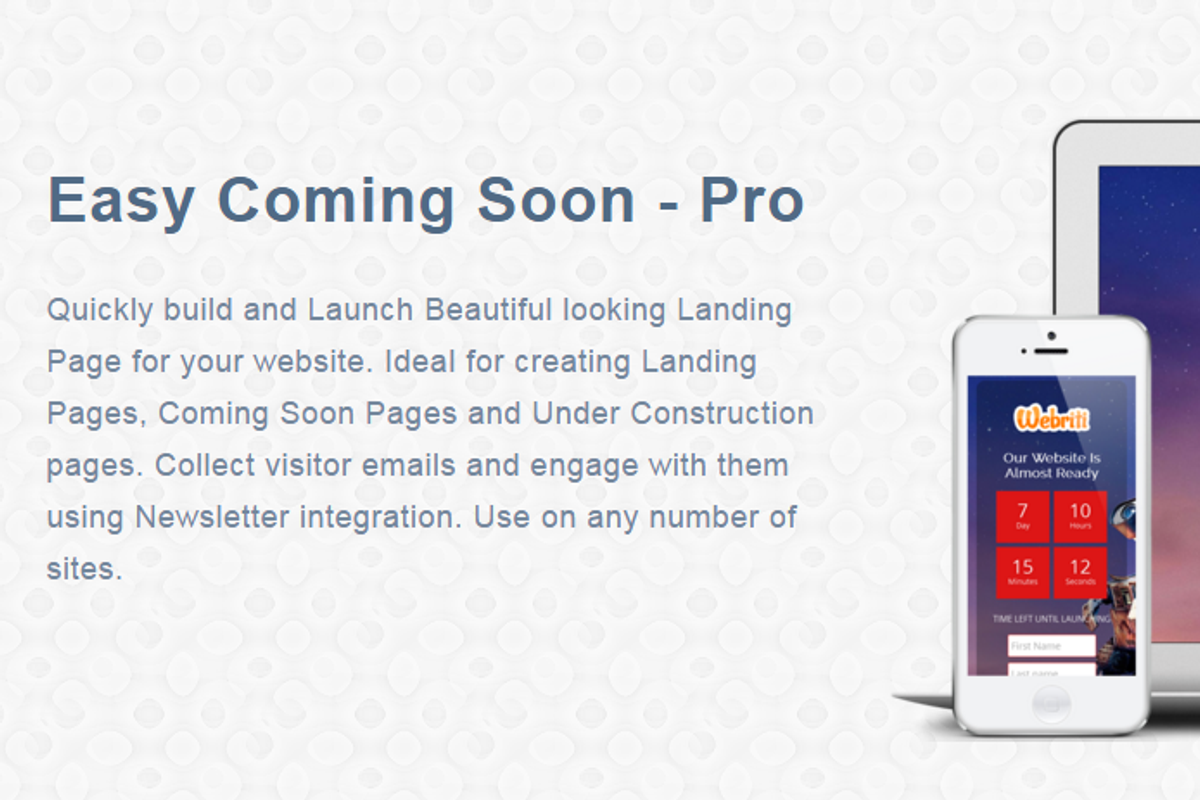 Easy Comign Soon WordPress Plugin, a WordPress Template by Webriti (Photo 2 of 2)
