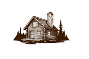 vintage cozy wooden cabin vector, an Object Graphic by e-artdesign (Thumbnail 3 of 6)