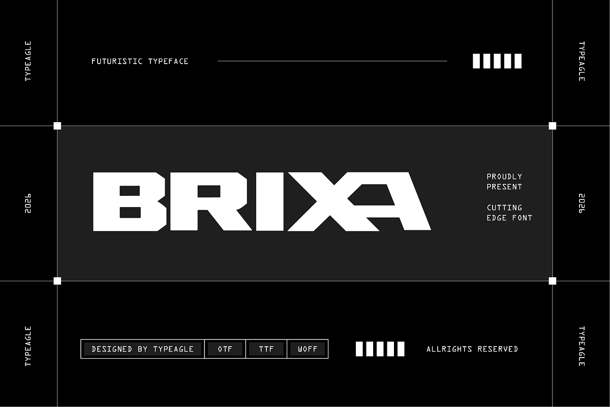 Brixa - Futuristic Display Font, a Sans Serif Font by Typeagle (Photo 1 of 10)