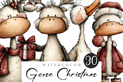 Funny Goose Christmas Clipart, an Illustration by CreationArt (Thumbnail 1 of 5)