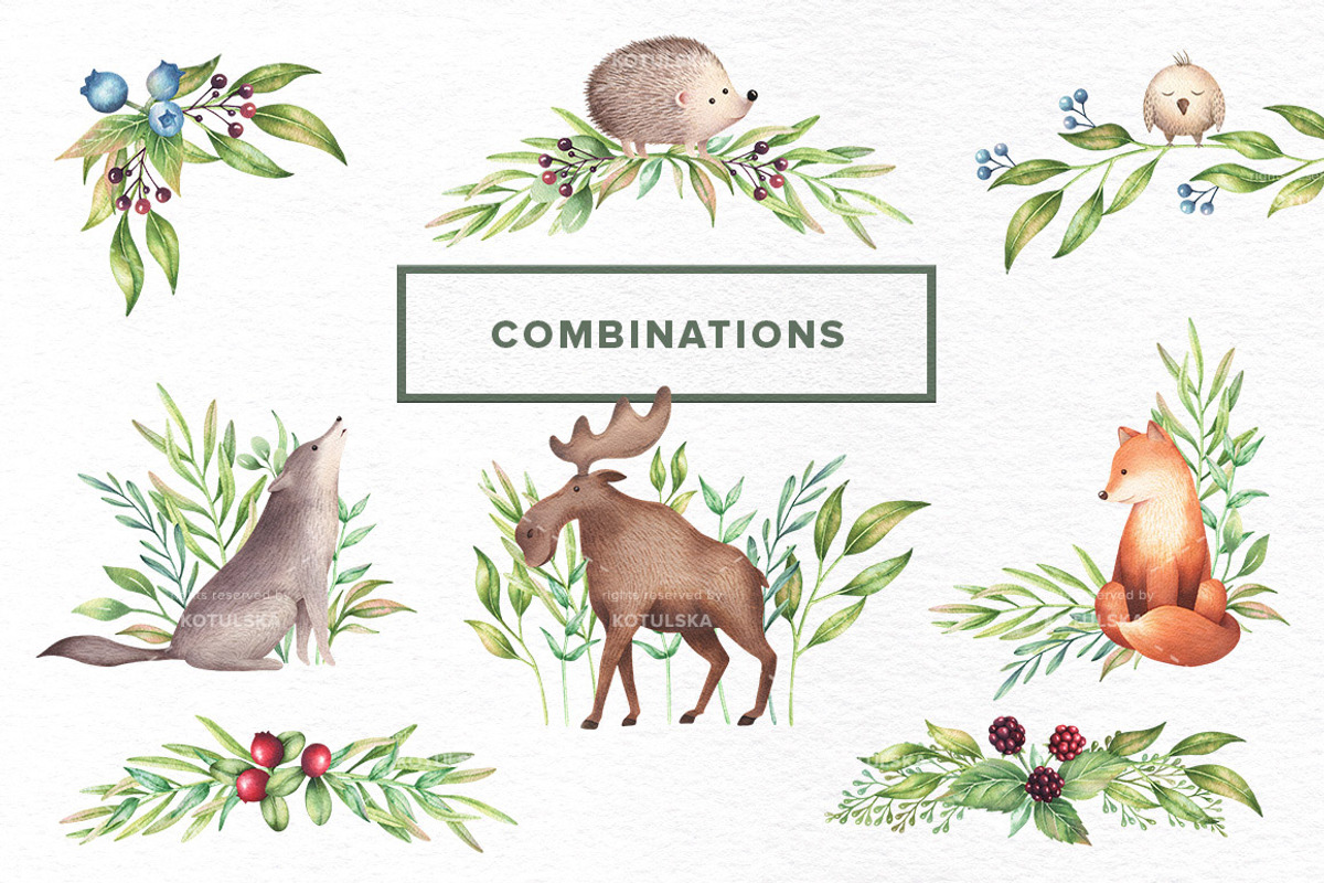 Watercolor Forest Animals Set, an Object Graphic by Kotulska (Photo 3 of 6)