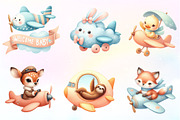 Airplane watercolor clipart Cute, an Illustration by CreationArt (Thumbnail 3 of 9)