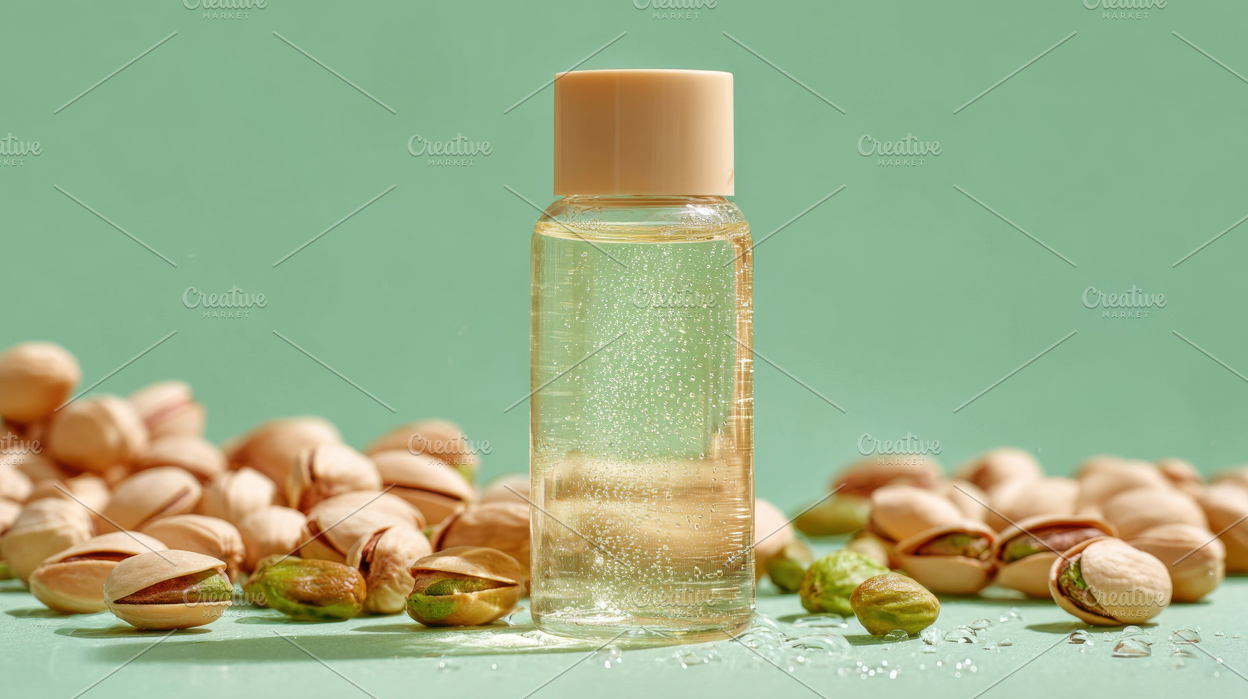 Pistachio oil bottle, a Photo by Beautiful things