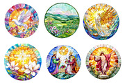 Round Stained Glass Spring Nativity, an Illustration by CreationArt (Thumbnail 4 of 4)