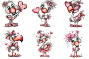 Whimsical Valentine Flamingo Clipart, an Illustration by CraftArtStudio (Thumbnail 6 of 6)