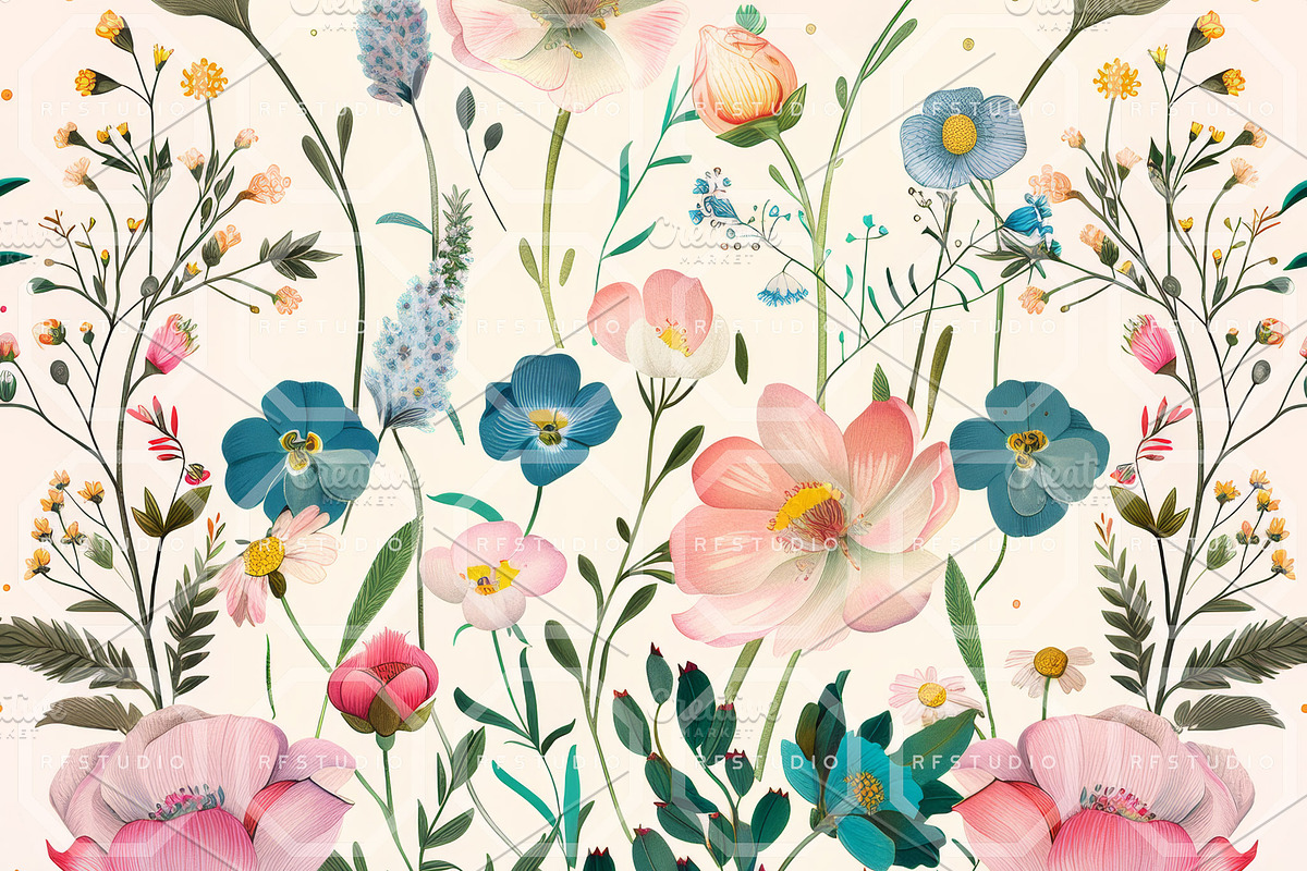 VINTAGE BLOOM Motifs Seamless Bundle, a Texture Illustration by RefinedFantasyStudio (Photo 7 of 9)