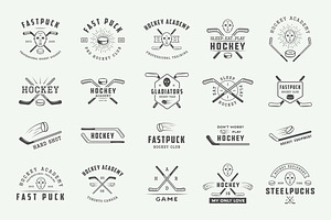 Vintage Hockey Emblems And Elements.