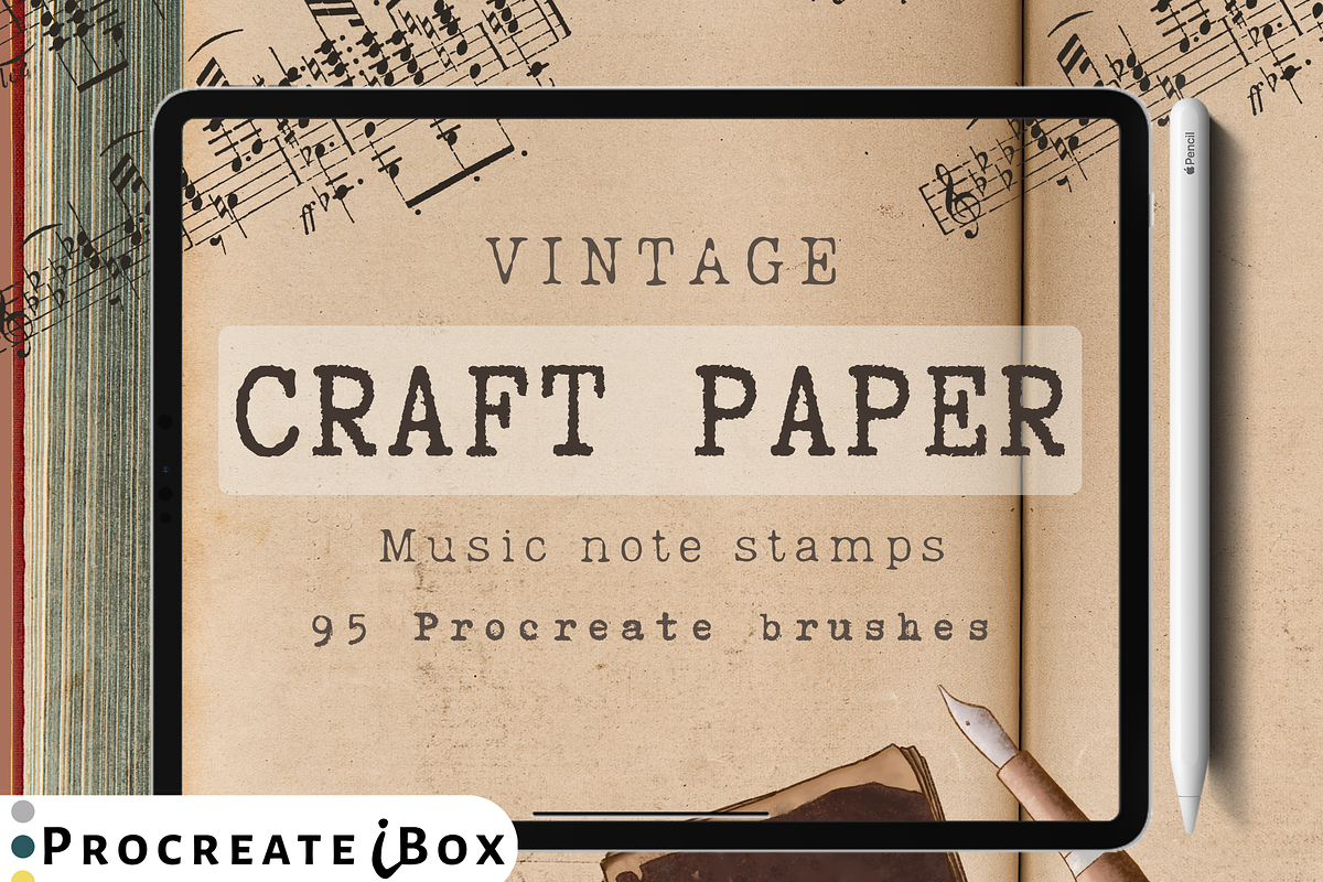Procreate craft paper and stamps, a Brush Add-On by ProcreateiBox