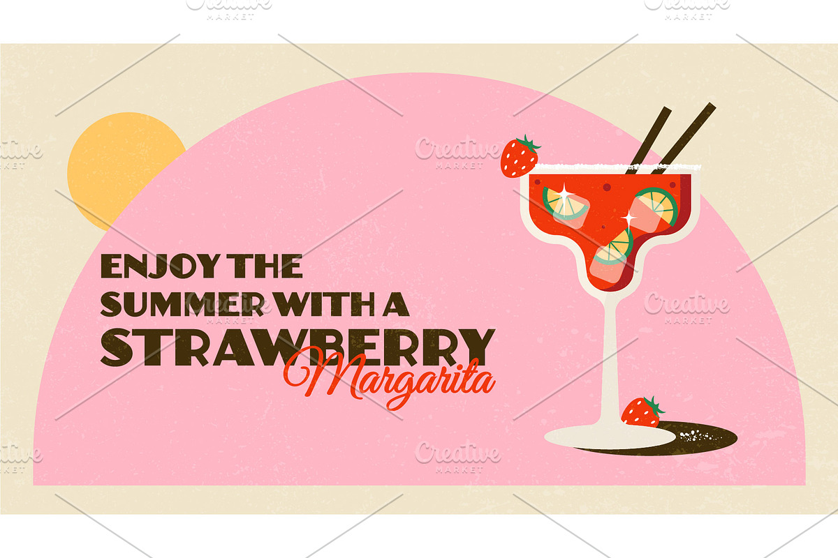 10 Summer Retro Cocktail Banners, a Seasonal Illustration by Soulprint Mercury (Photo 2 of 12)