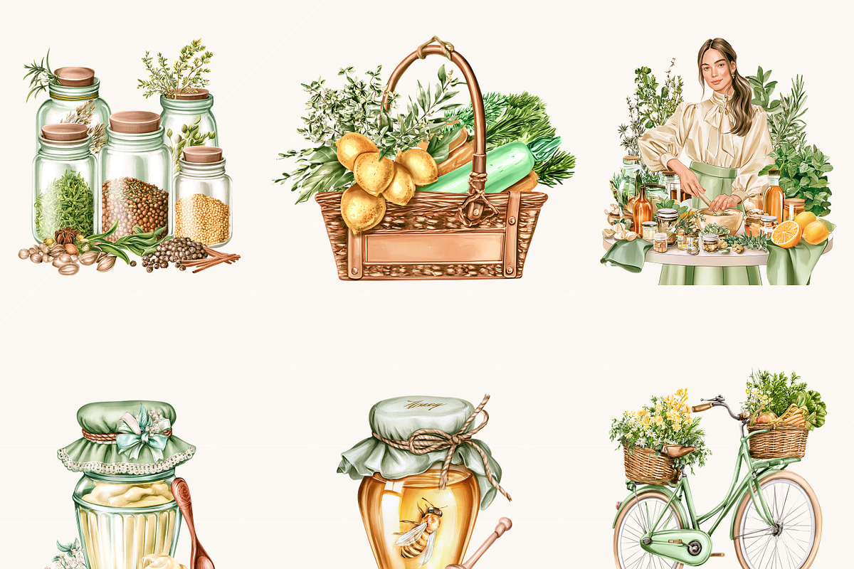 Watercolor Meal Prep Grocery, an Object Illustration by BusyDaydesign (Photo 5 of 9)