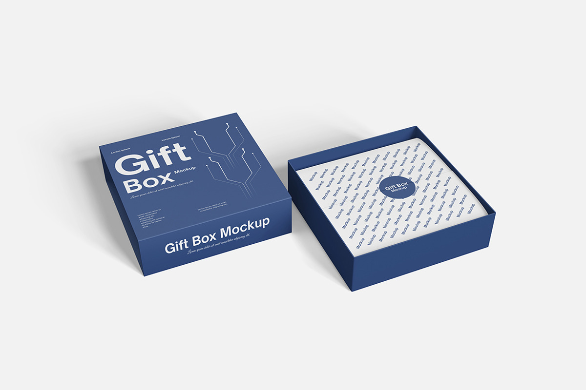 Gift Box Mockup PSD Packaging, an Advertising Mockup by Indah (Photo 3 of 6)