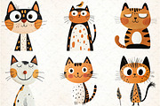 Quirky Cats Hand-drawn Clipart, an Illustration by DreamCafeArt (Thumbnail 3 of 8)