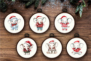 Christmas Elephant. Watercolor PNG., an Animal Illustration by KENO Mascots (Thumbnail 5 of 7)