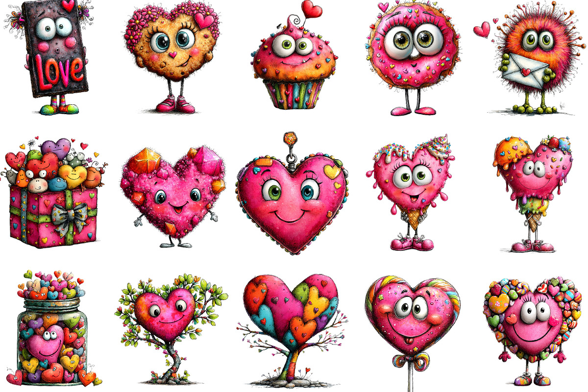 Kawaii Quirky Valentine Icons Pack, an Illustration by Designking (Photo 3 of 5)