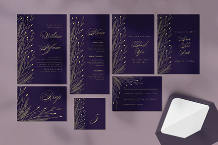 Wedding Invitation Set - Purple, a Poster Template by SlideFactory