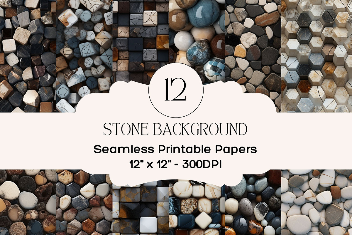 Rocks & Pebbles Digital Paper Pack, a Background Graphic by Rivermill ...