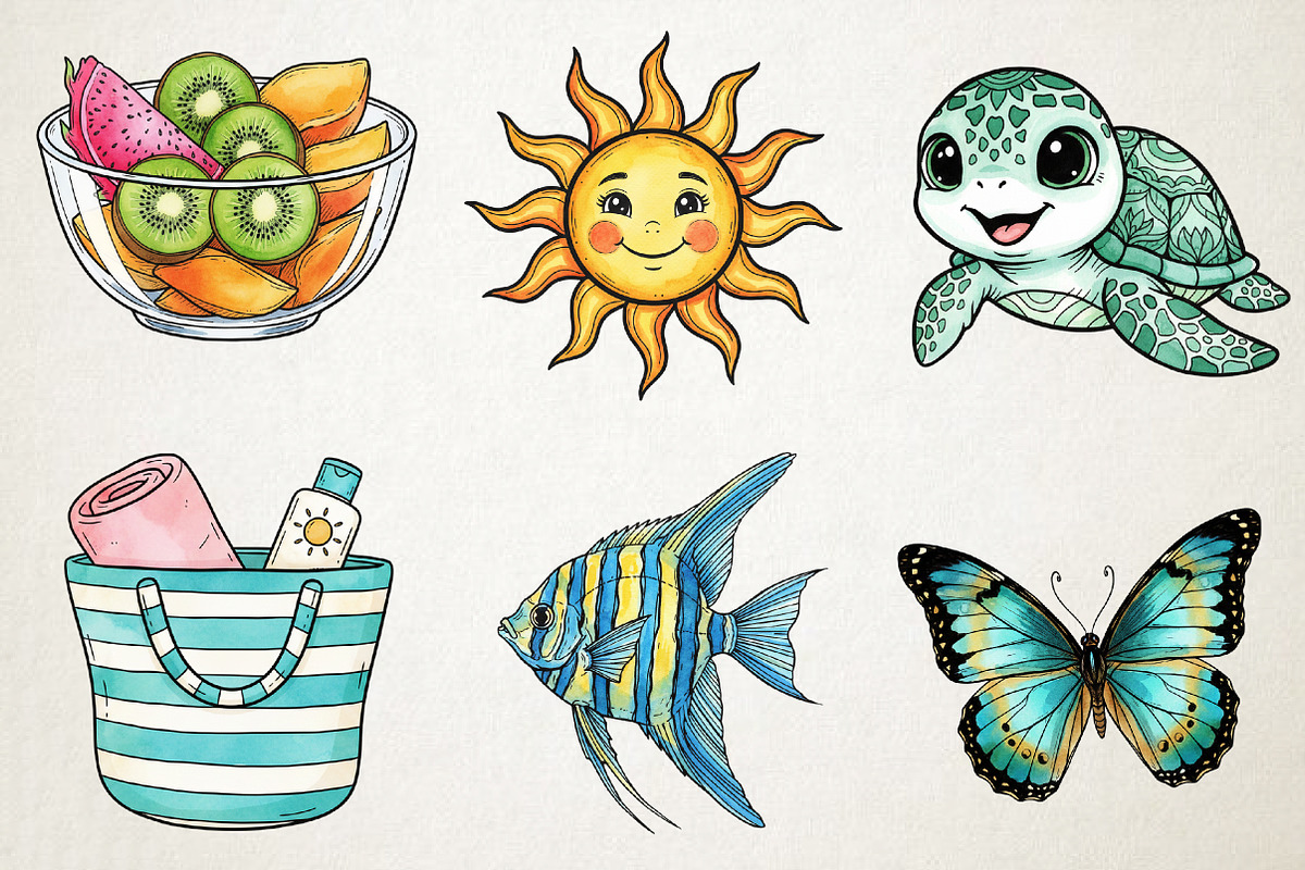 Watercolor Island Summer PNG Bundle, an Illustration by RobertsArt (Photo 3 of 5)