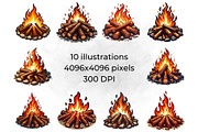 Campfire Clipart PNG Bonfire Art, an Object Illustration by QM_ART (Thumbnail 2 of 7)