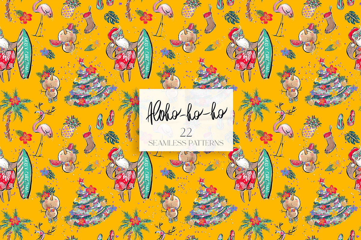 Tropical Santa Christmas Patterns, a Pattern Graphic by KaramfilaS (Photo 20 of 28)