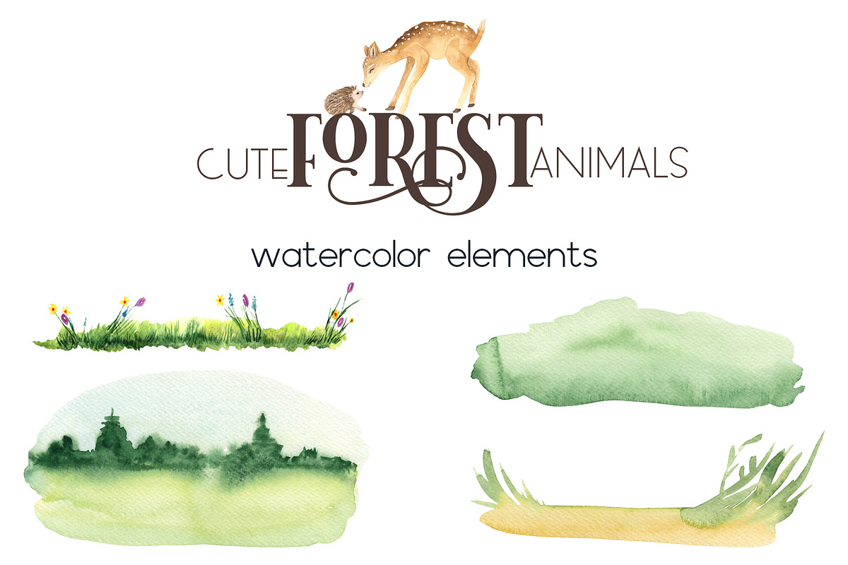 Watercolor Forest Animals, an Object Graphic by Ana-Sakuta (Photo 17 of 18)