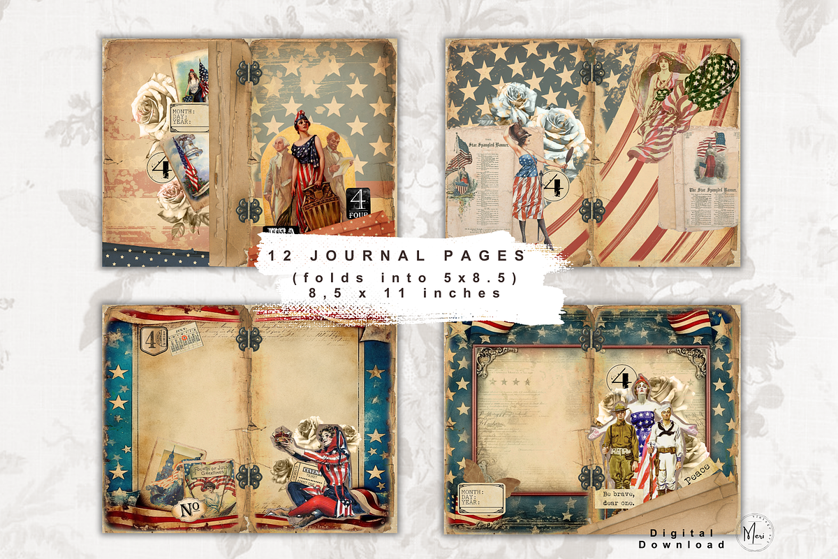 independence day junk journal, a Decorative Illustration by meribela (Photo 3 of 8)