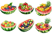 Watermelon Boat with Fruit Clipart, an Illustration by Pixels.Craft (Thumbnail 5 of 9)