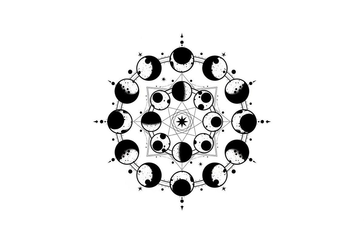 Moon Phase Mandala SVG Bundle, an Illustration by yasushie (Photo 23 of 31)