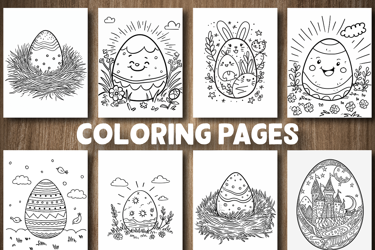 Easter Egg Coloring Pages, a Seasonal Illustration by Design Station (Photo 3 of 5)