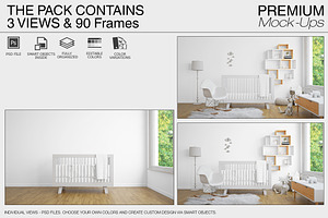 Nursery Crib Wall & 90 Frames