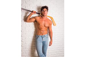 Handsome young man shirtless with, a Sports & Recreation Photo by ArtOfPhotos photo store