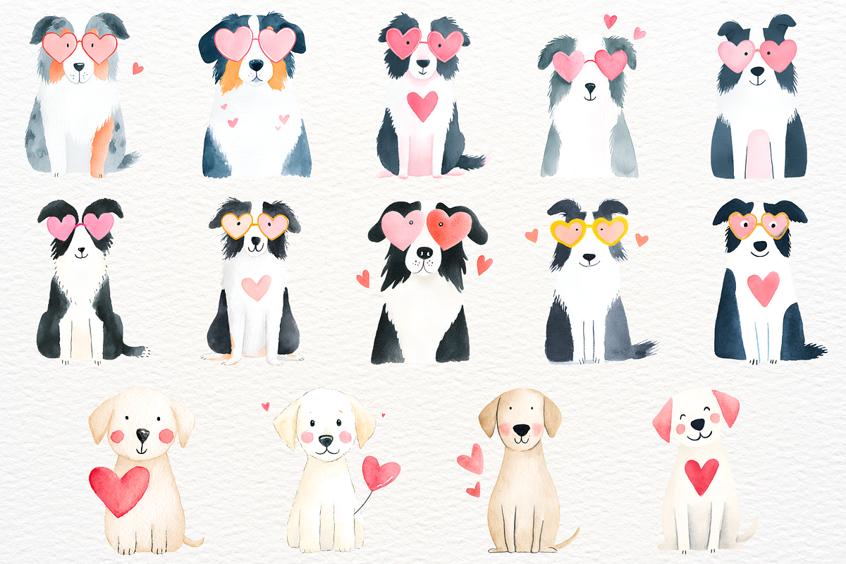 Valentine's Day Dogs Clipart PNG, an Animal Illustration by SugarCloudStudioArt (Photo 10 of 10)