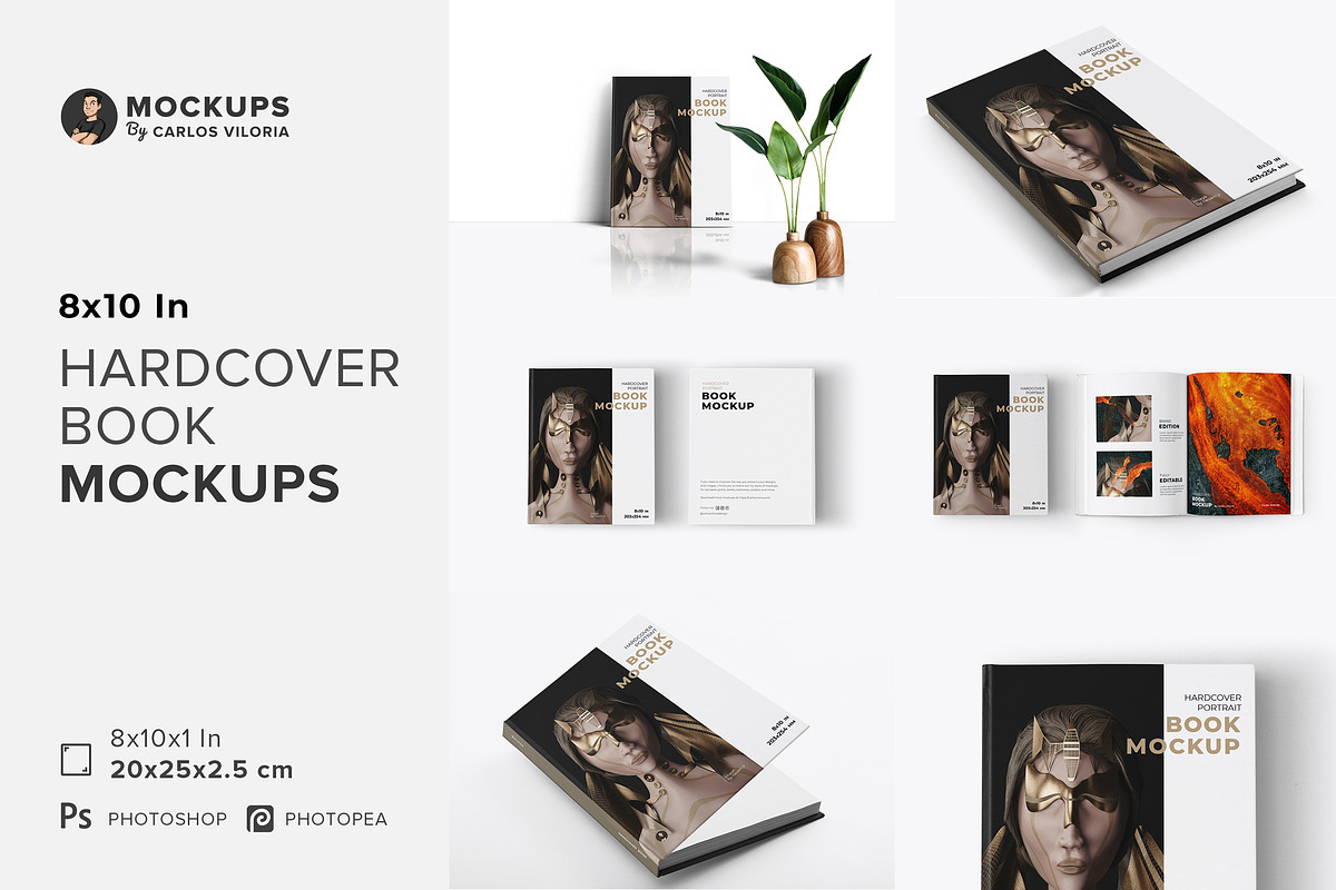 8x10 In - Hardcover Book Mockups, a Print Template by Mockups by Carlos Viloria (Photo 1 of 13)