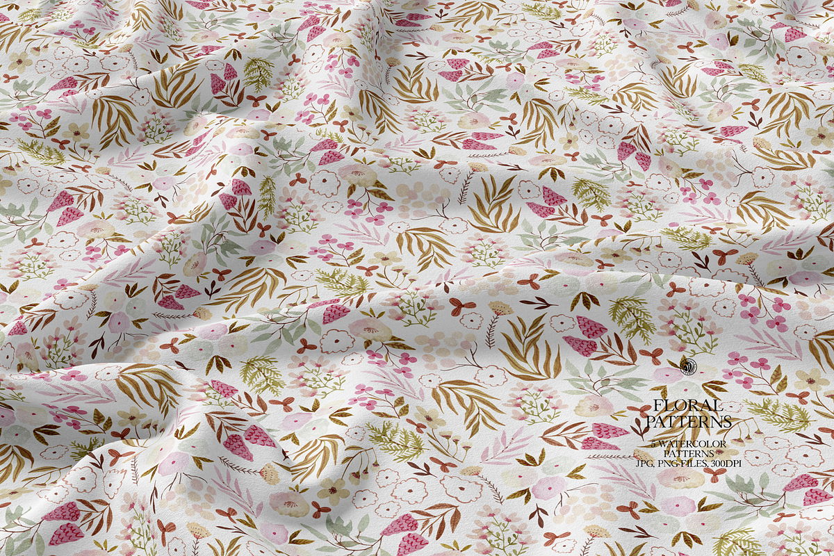 Floral Watercolor Patterns Set, a Pattern Graphic by Webvilla Studio (Photo 4 of 9)