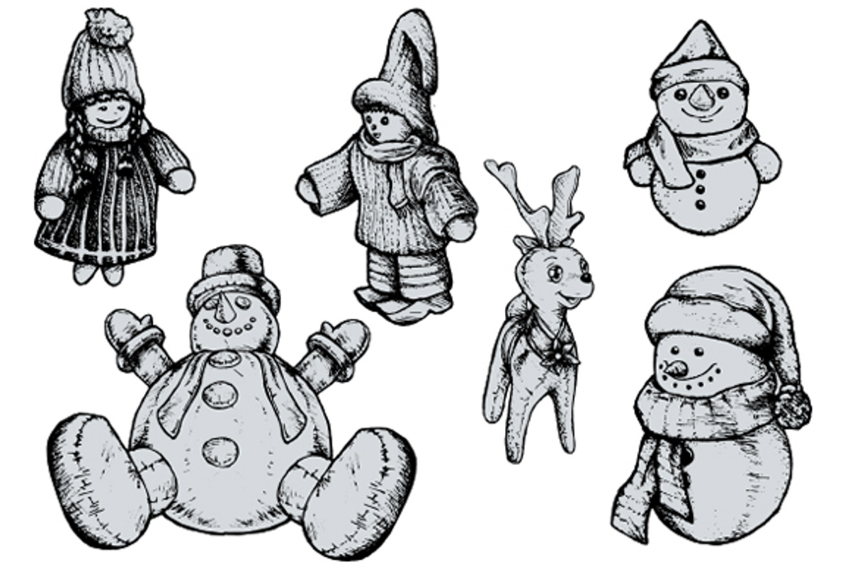 Christmas Puppets - Hand Drawn, an Animal Illustration by BusOne (Photo 1 of 2)