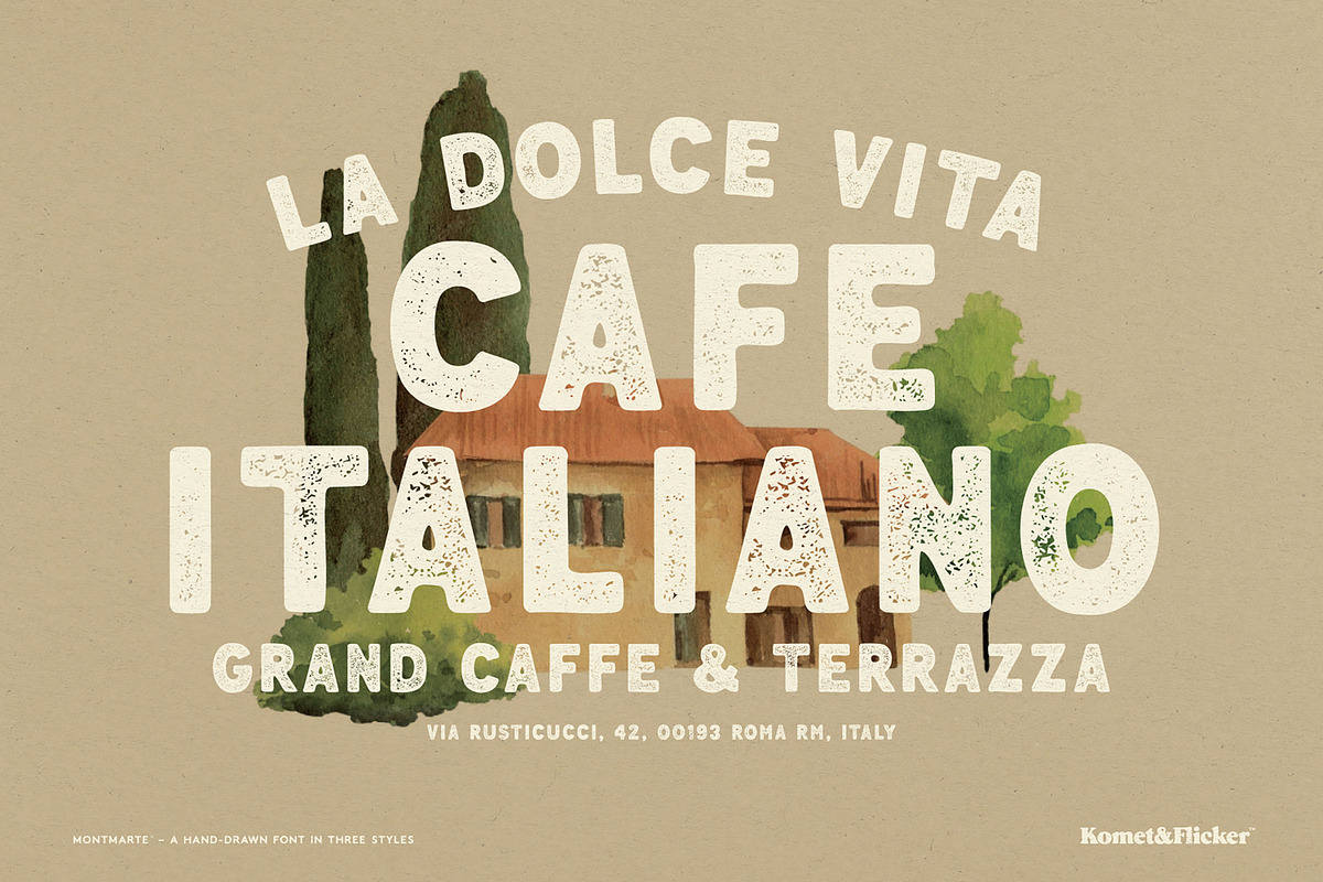 Montmartre - A Hand-drawn Font, a Sans Serif Font by Komet & Flicker (Photo 2 of 16)