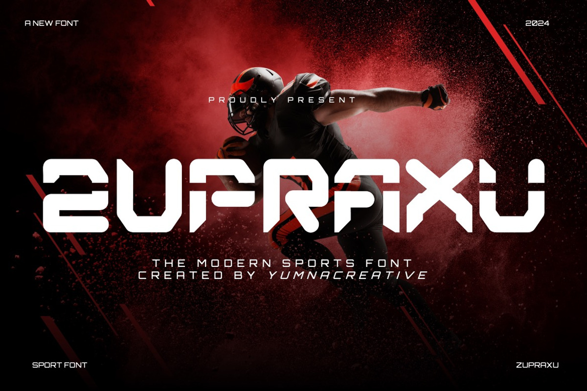 Zupraxu - Modern Sport Font, a Sans Serif Font by Dhabee (Photo 1 of 9)