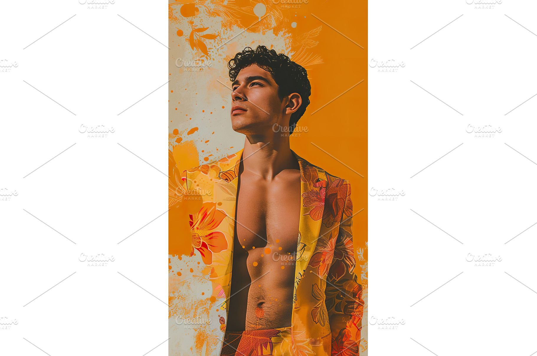 Hispanic Male Posing in Floral, a Beauty & Fashion Photo by Lermont51
