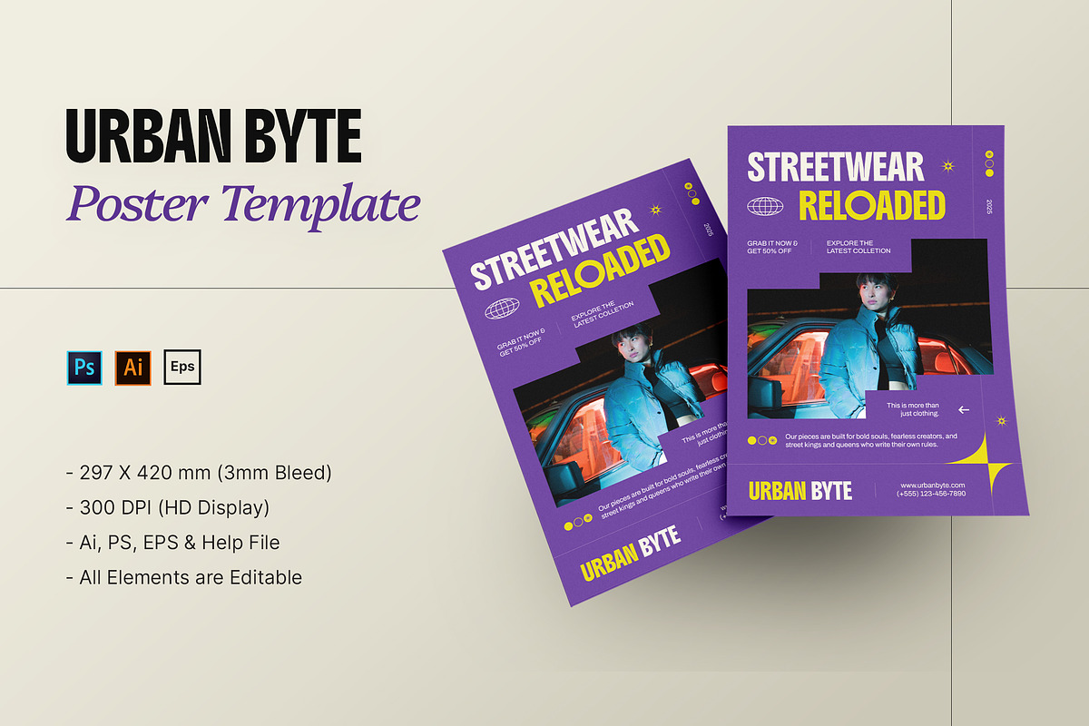 Urban Byte - Poster Template, a Poster Template by StreaksideStd (Photo 1 of 3)