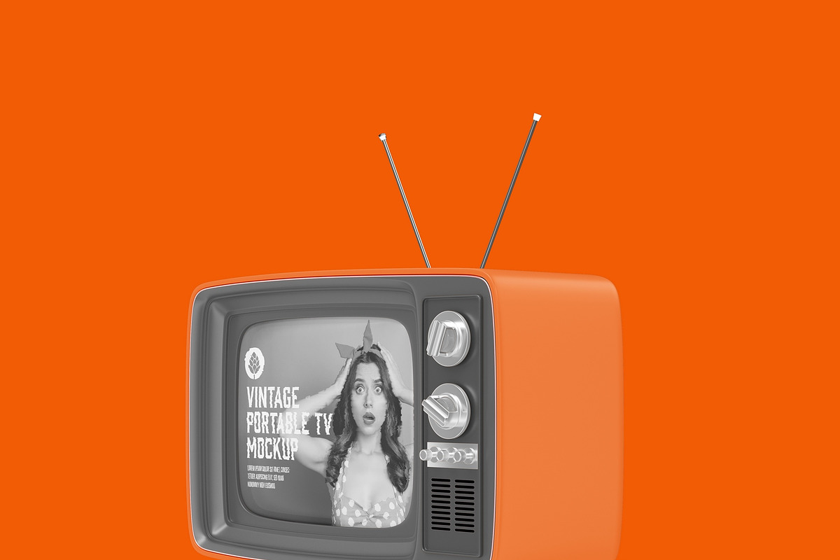 Vintage Portable TV with Old Video E, a Product Mockup by OneVectorStock (Photo 13 of 19)