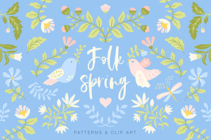 Folk Spring Patterns And Clip Art