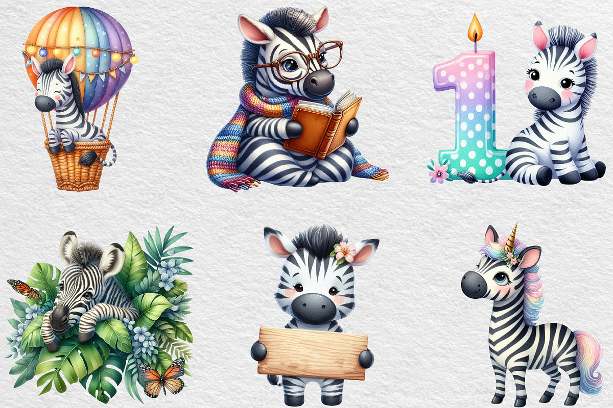 Cute Zebra Sublimation Clipart, an Illustration by Black Bird Studio (Photo 3 of 6)
