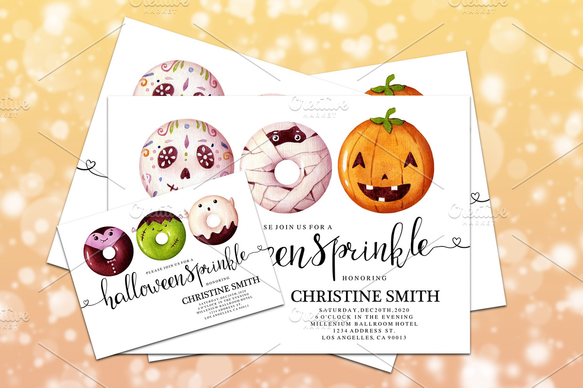 Watercolor Halloween Donut Cliparts, an Illustration by Whimseez (Photo 2 of 4)