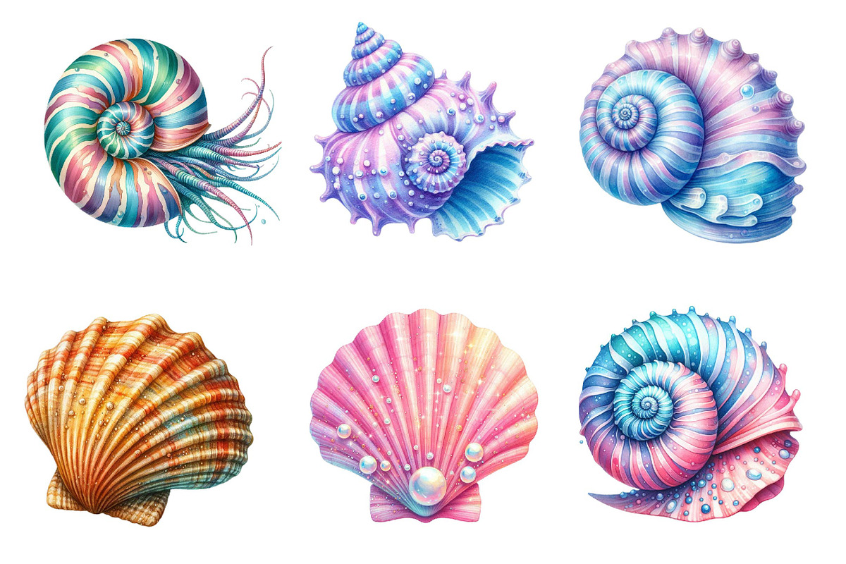 Ocean Sea Shell Sublimation Clipart, an Illustration by Dream Creation (Photo 4 of 6)