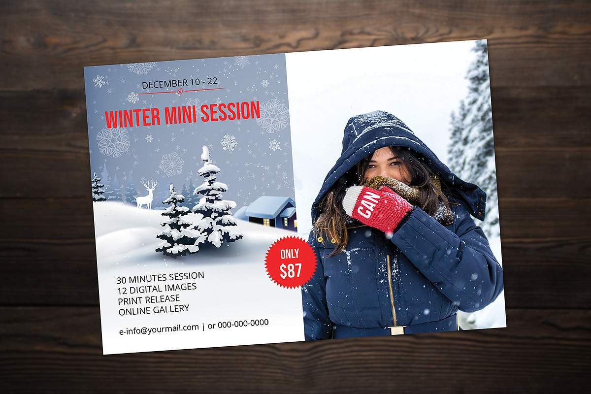 Winter Photography Mini Session, a Flyer Template by retrographix (Photo 2 of 2)