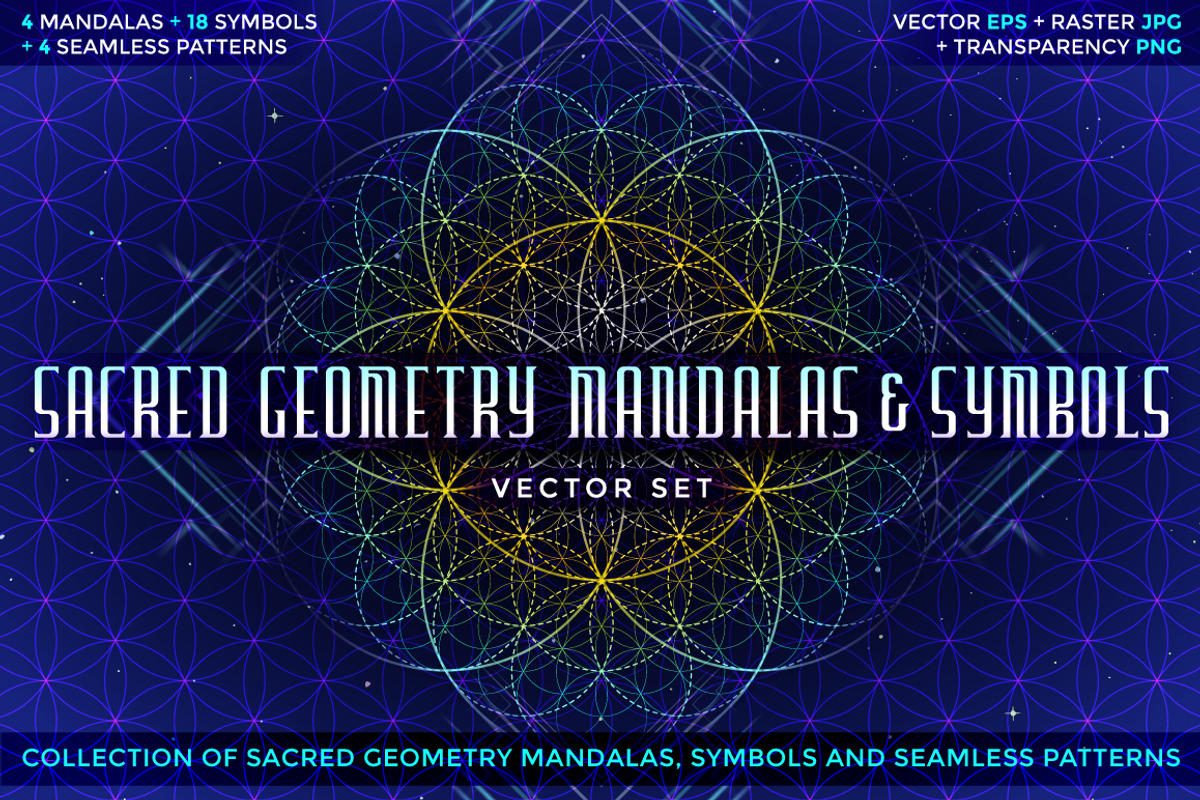 SACRED GEOMETRY MANDALAS & SYMBOLS, a Graphic by TRIKONA (Photo 1 of 6)